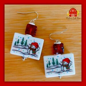 Handmade. Happy Snowmen Earrings.